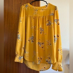 LOFT yellow long sleeve blouse